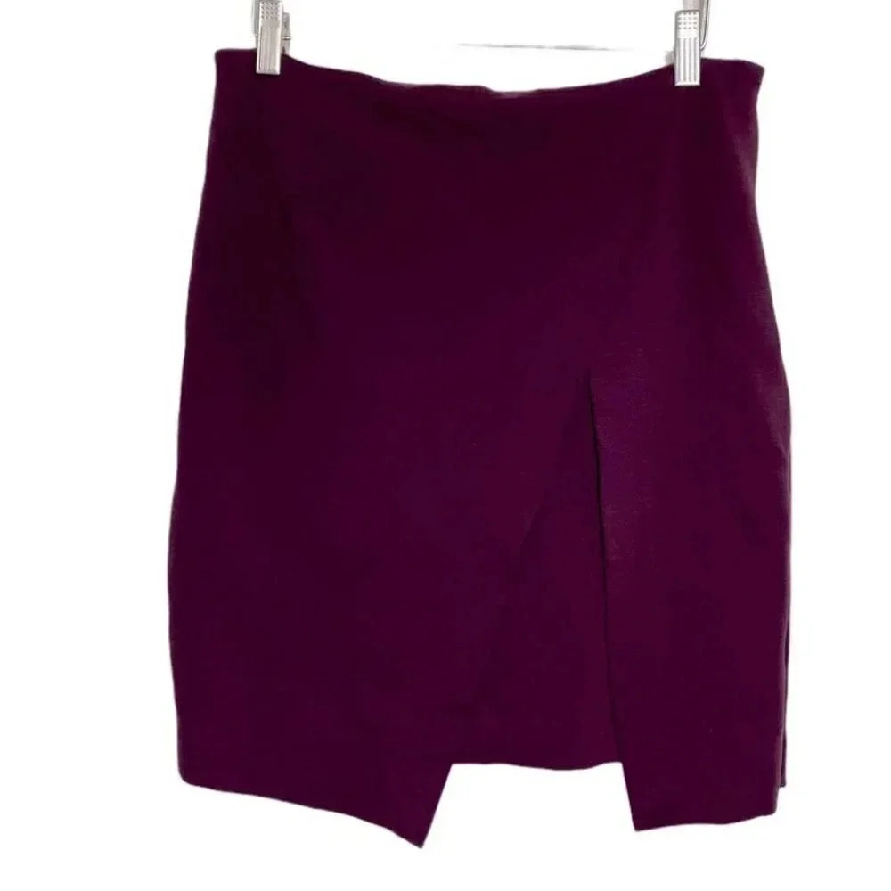 Amanda + Chelsea Tulip Wrap Skirt 4 Plum‎ Purple Asymmetrical Ponte Mini